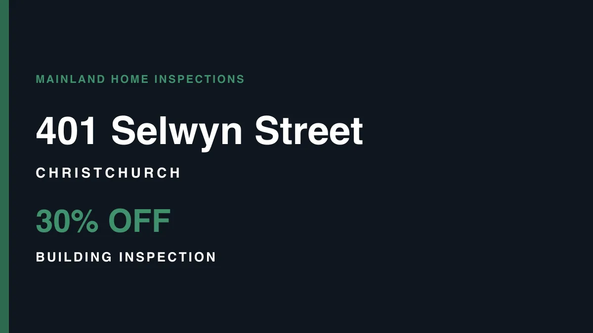 401 Selwyn Street, Addington, Christchurch – pre-purchase building inspection