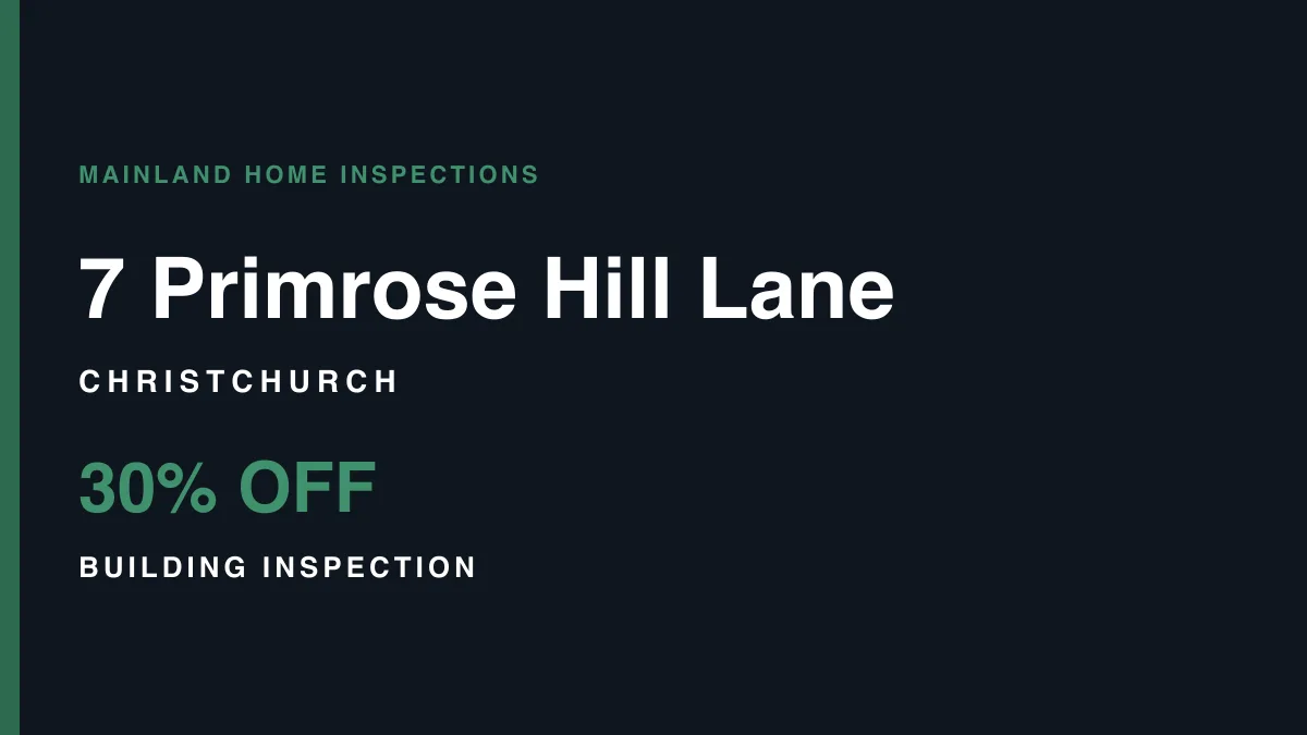 7 Primrose Hill Lane, Casebrook, Christchurch – pre-purchase building inspection